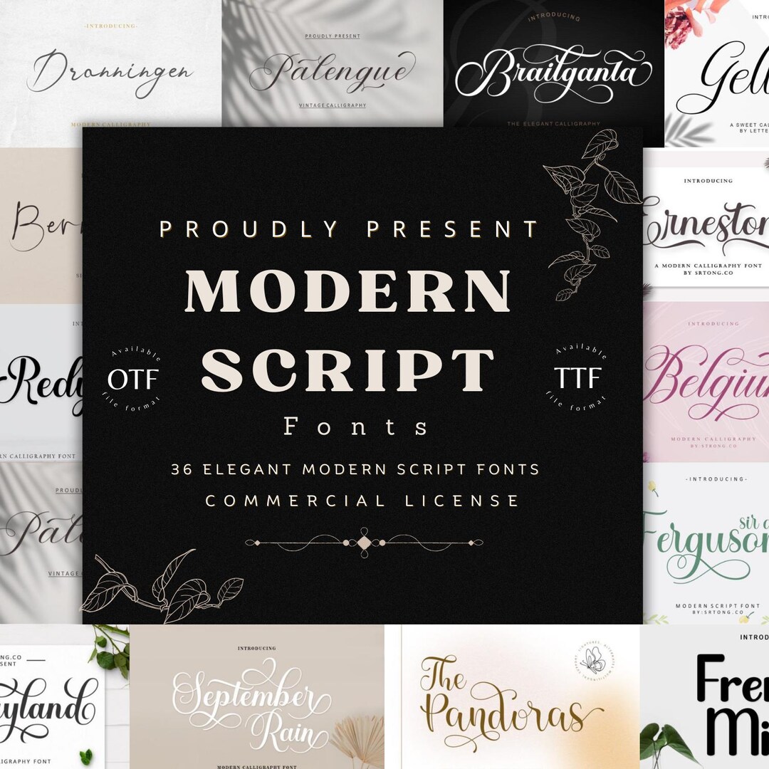 Modern Script Font Bundle – 36 Luxury Wedding & Logo Fonts - Etsy