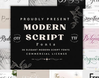 Modernes Script Font Bundle - 36 Luxus-Hochzeits- & Logo-Fonts