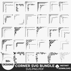 Corner svg bundle,Flower corner svg Bundle, Corner border svg, Decorative elements svg, Wedding border svg, Corner pattern border frame svg
