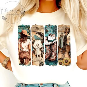 PNG retrò di cowgirl western, clipart di cowgirl da rodeo vintage, design a sublimazione di maglietta western da ragazza di campagna, stile cowgirl in PNG, download immediato