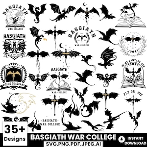 Paquete SVG de la Cuarta Ala: Clipart de la Escuela de Guerra de Basgiath (Descarga digital)