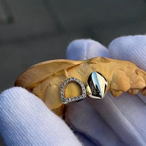 Iced Out Diamond Window & Plain Cap/ Coloured Gemstone Sterling Silver 925 Custom Made Grillz Any Teeth FREE Mould Kit!