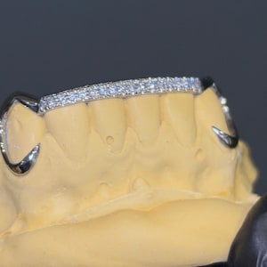 Iced Out Diamond Bridge Set Sterling Silver 925 & Gold Custom Made Grillz Any Teeth FREE Mould Kit! Free Shipping!