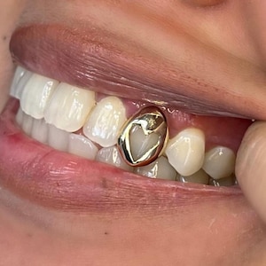 Heart Cap In Dental Gold & Sterling Silver Custom Made Grillz Any Teeth FREE Mould Kit!