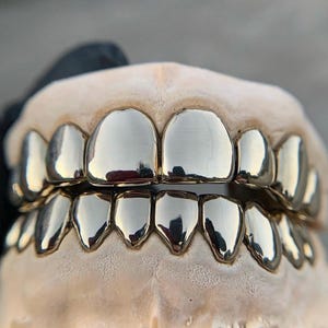 Dental White Or Yellow Gold Slugz Full Set Custom Made Grillz Any Teeth FREE Shipping!