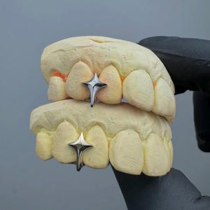 Casquette étoile futuriste en argent sterling et or dentaire 925 sur mesure Grillz Kit de moule GRATUIT pour toutes les dents !