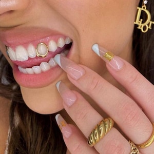 Open Face Window Grillz 10K Gold, 18K Gold, Dental Gold & Sterling Silver Custom Made Grillz Any Teeth FREE Mould Kit!