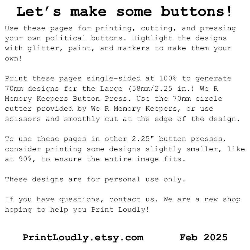 Protest Button Examples 50 More Designs. Press Buttons, Resist Fascism! 2025 PROTEST PACKS 6-10 ...