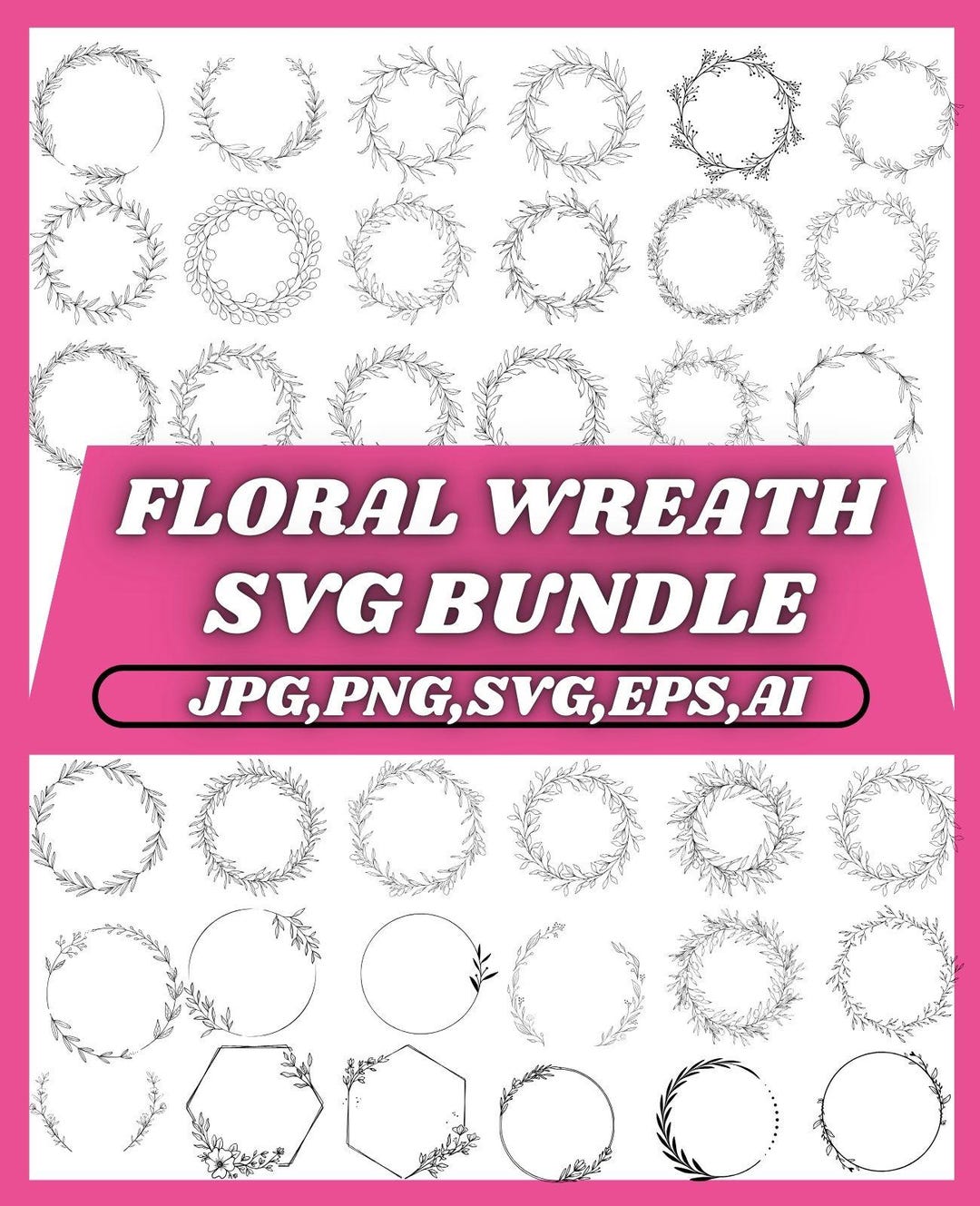 Floral Wreath SVG Bundle, Wedding Frame (instant Download) - Etsy