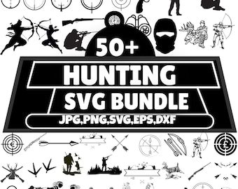 Hunting SVG Bundle, Hunter Monogram Sign, Forest Clipart (Digital Download)