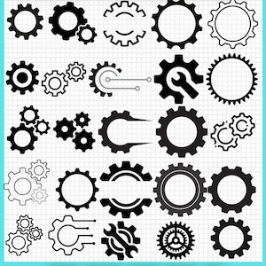 Metal Gears SVG Bundle, Steampunk Cogs, Industrial Clipart (Digital Download)