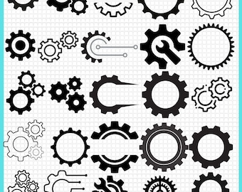 Metal Gears SVG Bundle, Steampunk Cogs, Industrial Clipart (Digital Download)