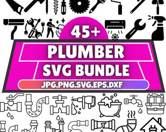 Plumber SVG Bundle, Tools Clipart (Digital Download)