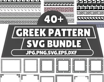 Griekse sleutelrand SVG-bundel, decoratieve lijstelementen (digitale download)
