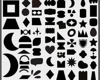 Grundform SVG-Bundle, Grundform Clipart, dekorative Rahmen, geometrische Grundform, Tag svg, Banner svg, Cricut, Silhouette, digitaler Download