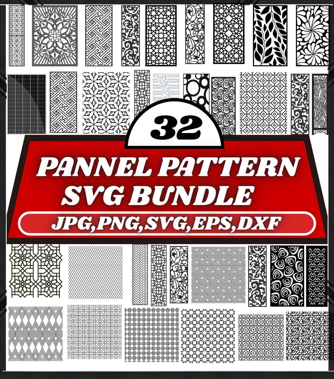 Geometric Laser Cut Panels SVG Bundle: Room Divider Designs (digital ...