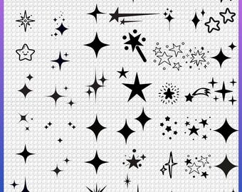 Funkelnde Sterne SVG-Bundle, funkelnde Clipart, Cut-Datei (digitaler Download)