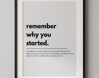 Kom ihåg varför du började med motivationstryck, minimalistisk kontorsinredning (PDF-nedladdning)