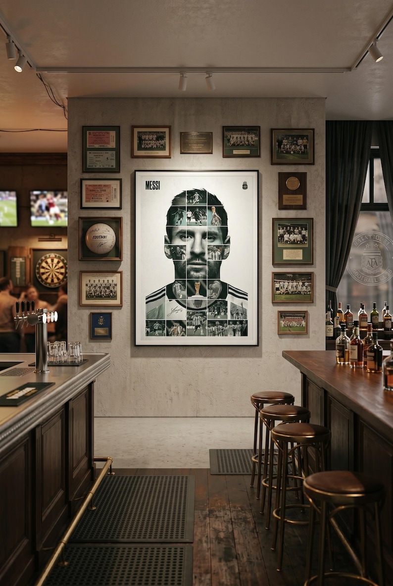 Lionel Messi VM-mästare collageposter, Argentina fotboll mosaiktryck (digital nedladdning) bild 5