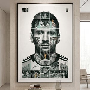 Lionel Messi VM-mästare collageposter, Argentina fotboll mosaiktryck (digital nedladdning) bild 1