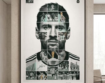Lionel Messi World Cup Champion Collage Poster, Argentina Football Mosaic Print (Digital Download)