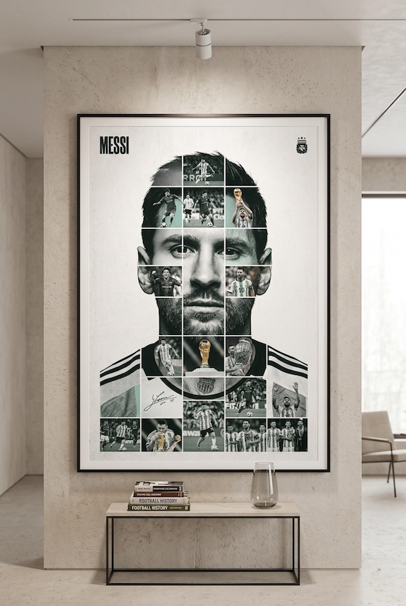 Lionel Messi World Cup Champion Collage Poster, Argentina Football Mosaic Print (Digital Download)