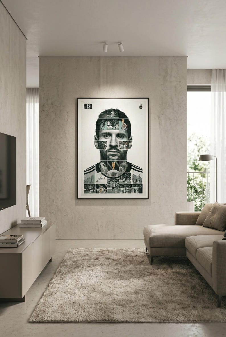Lionel Messi VM-mästare collageposter, Argentina fotboll mosaiktryck (digital nedladdning) bild 2