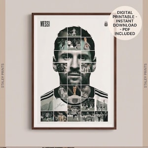 Lionel Messi VM-mästare collageposter, Argentina fotboll mosaiktryck (digital nedladdning) bild 3