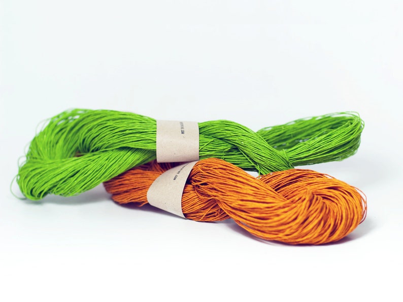 Paper Yarn Paper Twine: Orange Knit, Crochet, Textile Arts, DIY Supply, Gift Wrap, Weave Washable and Eco-Friendly image 3