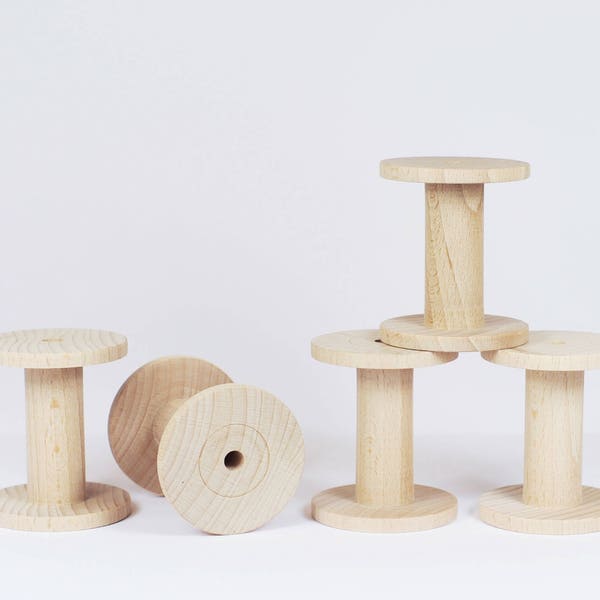 5 Wooden Bobbins / Spools - DIY, organize and decorate - made exclusively and locally for us