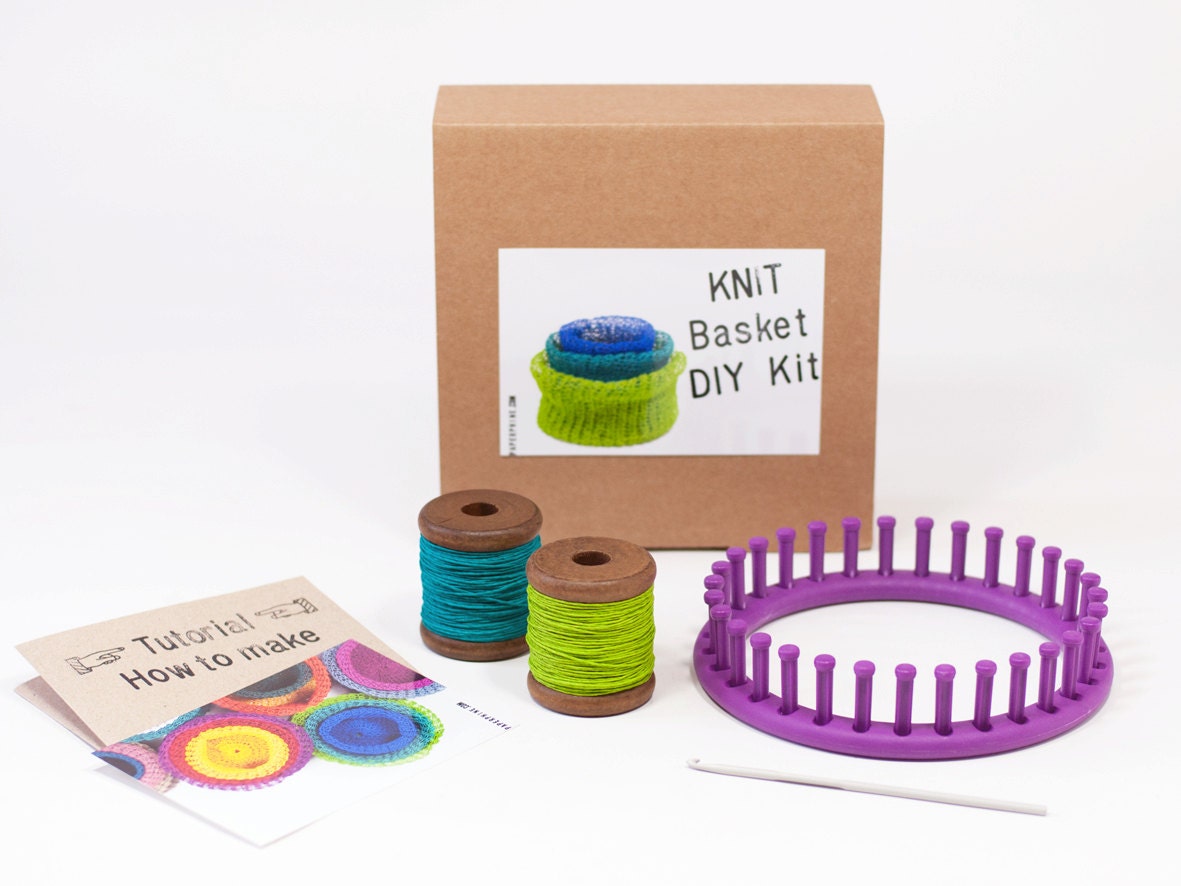 DIY Kit: Knit Baskets Small Paper Twine Personalize and - Etsy