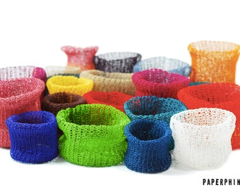 DIY Kit: Knit Baskets Small - Paper Twine - personalize and choose your colors - easy and fun - no knitting skills required