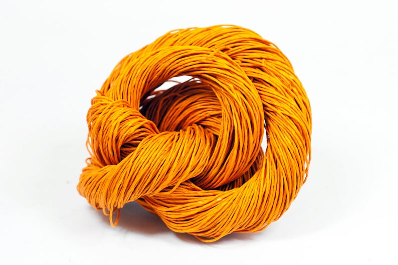 Paper Yarn Paper Twine: Orange Knit, Crochet, Textile Arts, DIY Supply, Gift Wrap, Weave Washable and Eco-Friendly image 1