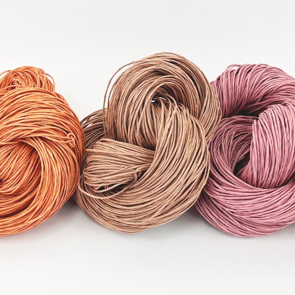 Bulky Paper Twine: Coral, Blush and Dusty Pink - 190 yards (175m) - DIY, Crafts, Gift Wrapping, Knitting, Weaving, Craft Supply