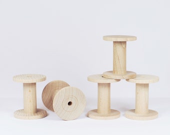 5 Hand-Turned Wooden Bobbins - Photo props, storage and decoration