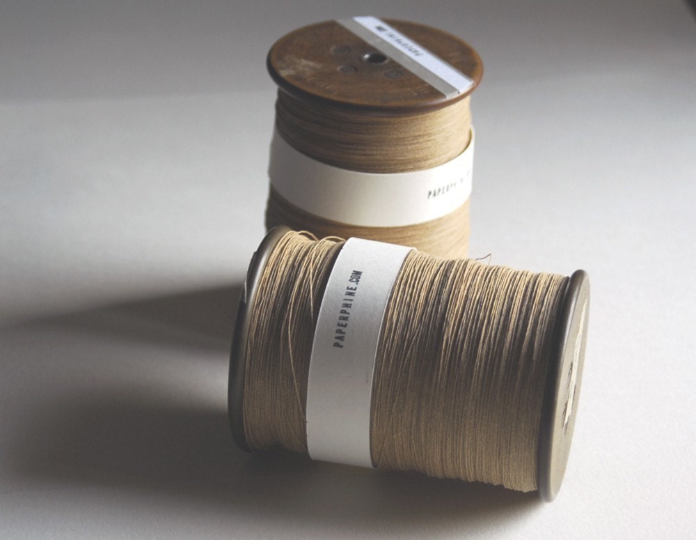 Hilo de papel natural más fino en una bobina vintage Etsy España