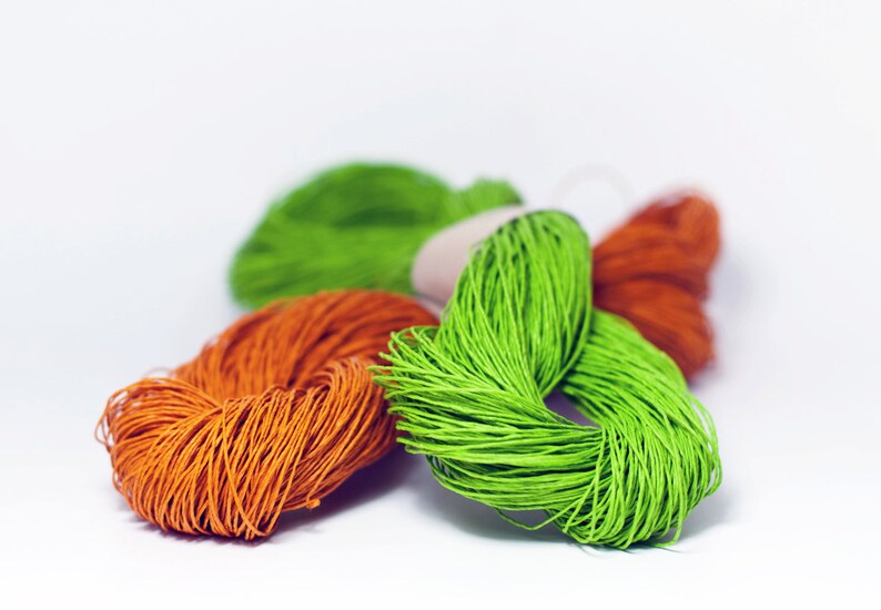 Paper Yarn Paper Twine: Orange Knit, Crochet, Textile Arts, DIY Supply, Gift Wrap, Weave Washable and Eco-Friendly image 4