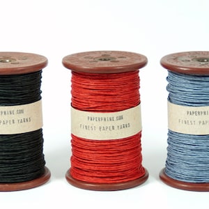 Paper Twine on a Old Wooden Bobbin - Paper Cord, Paper Yarn - DIY, Grift Wrap, Knit - Vintage Spool - Vegan, Eco-Friendly and Washable