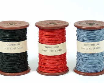 Paper Twine on a Old Wooden Bobbin - Paper Cord, Paper Yarn - DIY, Grift Wrap, Knit - Vintage Spool - Vegan, Eco-Friendly and Washable