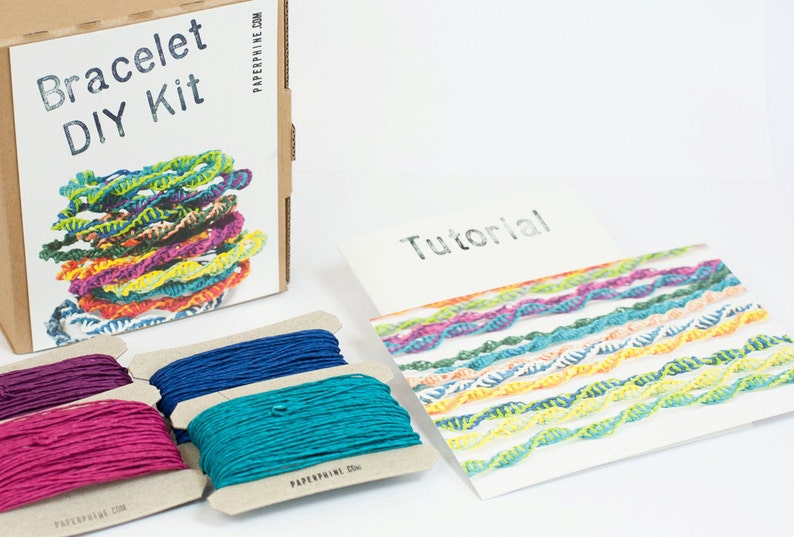 DIY Kit: Paperyarn Friendship Bracelets Fun and Easy Personalize Choose 4 colors Great Gift DIY, Crafts, Kids image 2