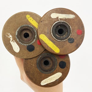 3 Vintage Bobbins - Spools - Store your twines and ribbons with style or use for photoshoots - OOAK 703/1