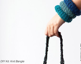 DIY Kit: Knit Bangle -  personalize and choose 3 colors -  fun and easy - no knitting skills required - makes a great gift, too!