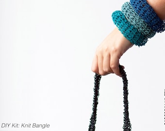 DIY Kit: Knit Bangle -  personalize and choose 3 colors -  fun and easy - no knitting skills required - makes a great gift, too!