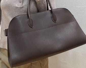IN STOCK/Top-grain cowhide hand-sewn tote bag. Long-lasting leather bag.