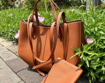 Full Grain Leather Commuter Tote Bag, Fits Documents  Laptops