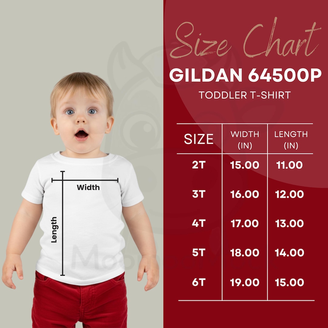 Gildan 64500P Size Chart - Toddler T-shirt (digital Download, PNG