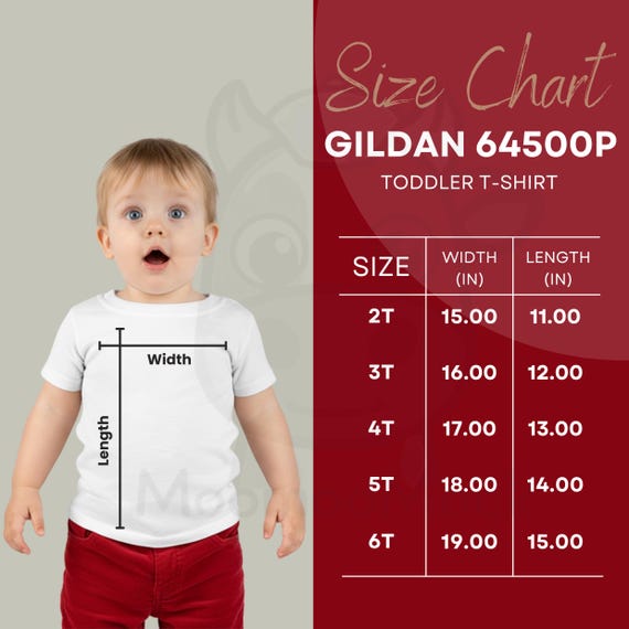 Gildan 64500P Size Chart - Toddler T-shirt (digital Download, PNG