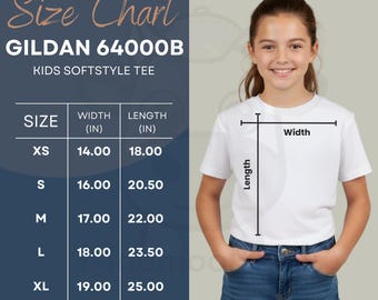 Kid's Tee Size Chart I Gildan 64000B Size Chart I Size Chart