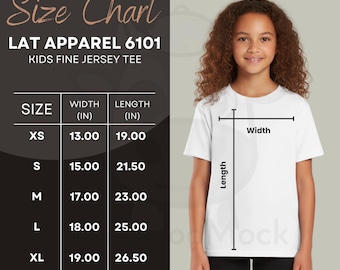 LAT Apparel 6101 Youth Fine Jersey Tee Size Chart • LAT 6101 Size