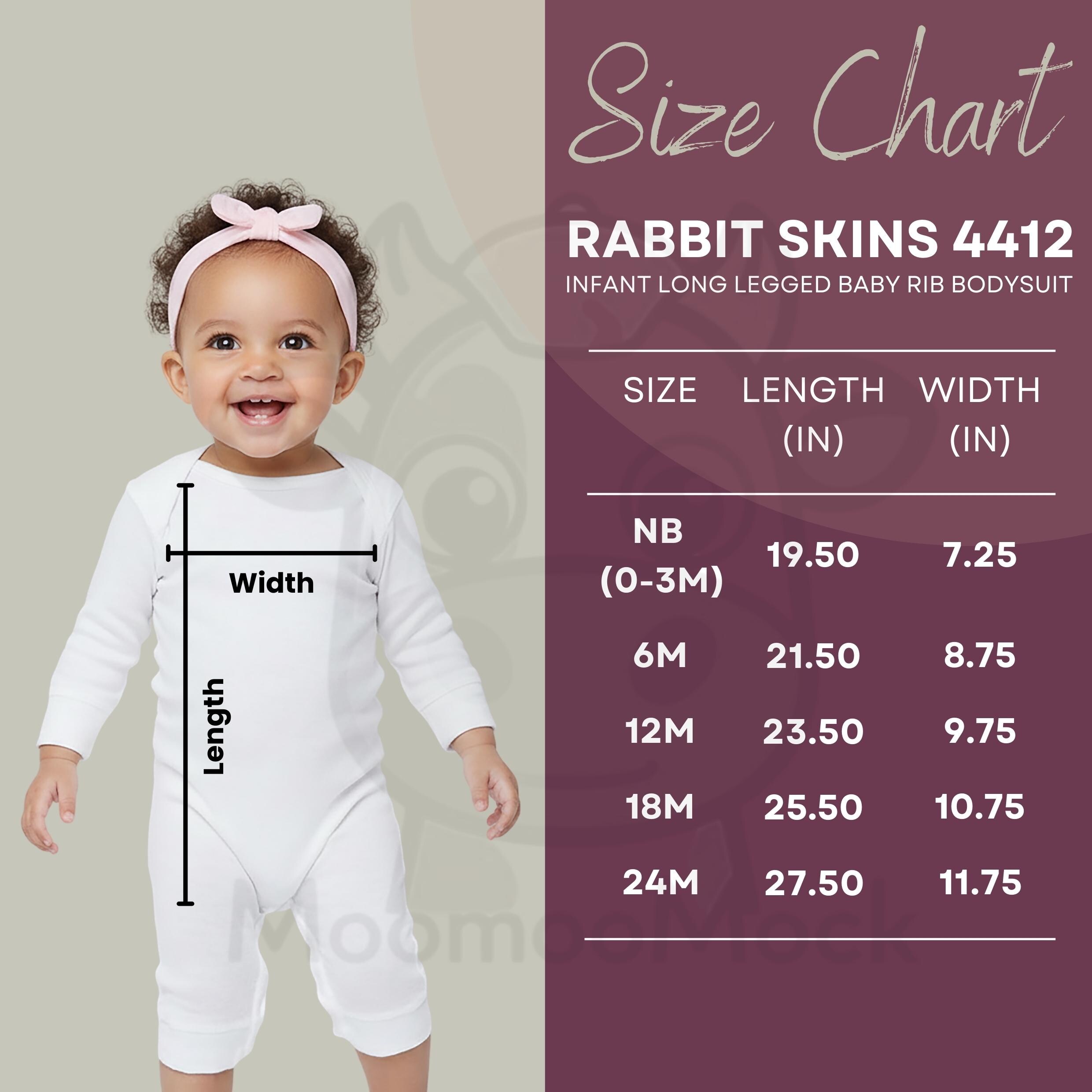 Rabbit Skins 4412 Size Chart - Infant Long Legged Baby Bodysuit ...